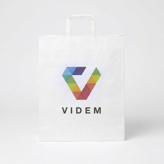 Nora kraftpapirpose med tryk - Fladt håndtag - 32x12x40 cm